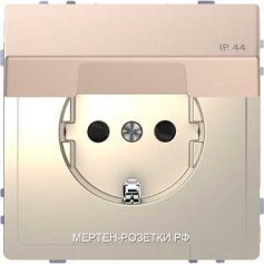 Merten D-Life Розетка 1-ая с/з с крышкой IP44 (шампань металл)