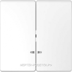 Merten D-Life Выключатель 2-клавишный с подсветкой (белый)
