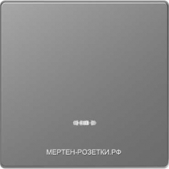 Merten D-Life Выключатель 1-клавишный перекрестный (с трех мест) с подсветкой  (нержавеющая сталь)