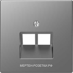 Merten D-Life Компьютерная двойная розетка кат.6 (нержавеющая сталь)